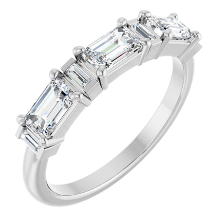 14K Gold Emerald Lab-Grown Diamond Anniversary Band - 9/10-2 1/2 CTW - White Gold