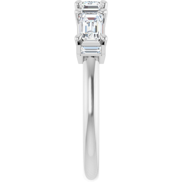 14K Gold Emerald Lab-Grown Diamond Anniversary Band - 9/10-2 1/2 CTW - White Gold - view 4