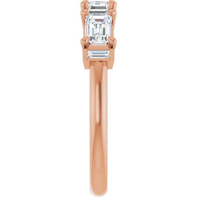 14K Gold Emerald Lab-Grown Diamond Anniversary Band - 9/10-2 1/2 CTW - Rose Gold - view 4