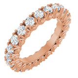 14K Gold Round Natural Diamond Hidden Heart Eternity Band - 2.5mm Stones - Rose Gold
