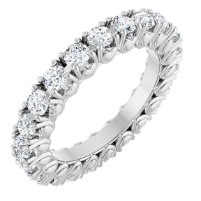 Platinum Round Natural Diamond Hidden Heart Eternity Band - 2.5mm Stones