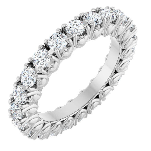 Platinum Round Natural Diamond Hidden Heart Eternity Band - 2.5mm Stones