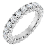 14K Gold Round Natural Diamond Hidden Heart Eternity Band - 2.5mm Stones - White Gold