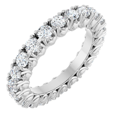 Platinum Round Lab-Grown Diamond Hidden Heart Eternity Band - 2.5mm Stones
