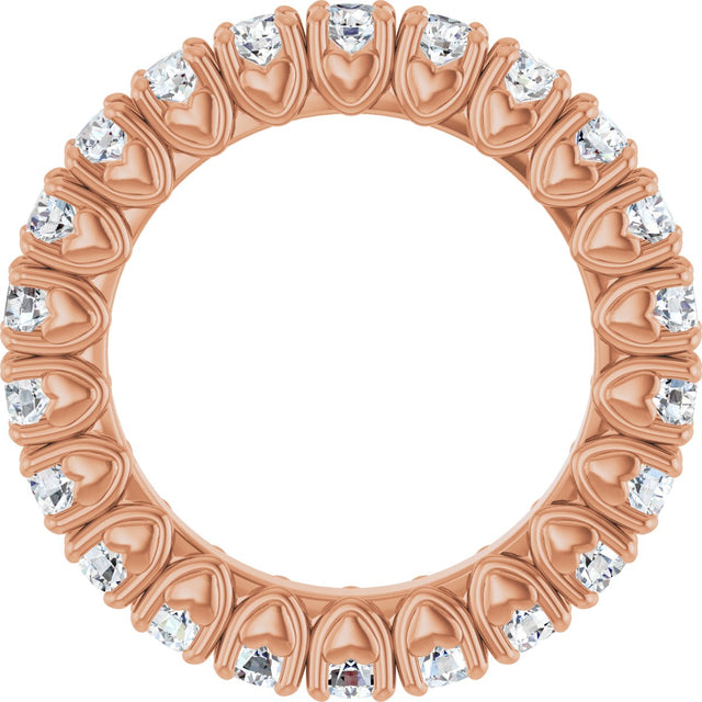 14K Gold Round Lab-Grown Diamond Hidden Heart Eternity Band - 2.5mm Stones - Rose Gold - view 2