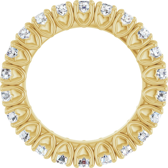 14K Gold Round Lab-Grown Diamond Hidden Heart Eternity Band - 2.5mm Stones - Yellow Gold - view 2