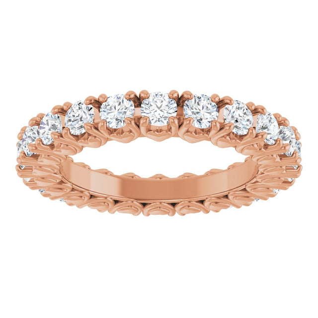 14K Gold Round Lab-Grown Diamond Hidden Heart Eternity Band - 2.5mm Stones - Rose Gold - view 3