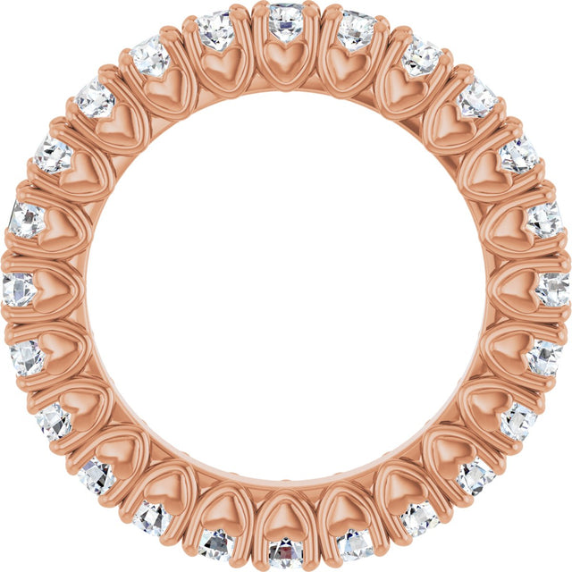 14K Gold Round Lab-Grown Diamond Hidden Heart Eternity Band - 2.5mm Stones - Rose Gold - view 2