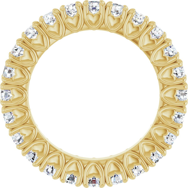14K Gold Round Lab-Grown Diamond Hidden Heart Eternity Band - 2.5mm Stones - Yellow Gold - view 2