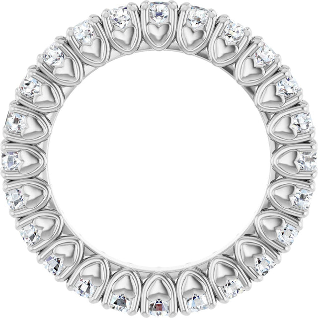 14K Gold Round Lab-Grown Diamond Hidden Heart Eternity Band - 2.5mm Stones - White Gold - view 2