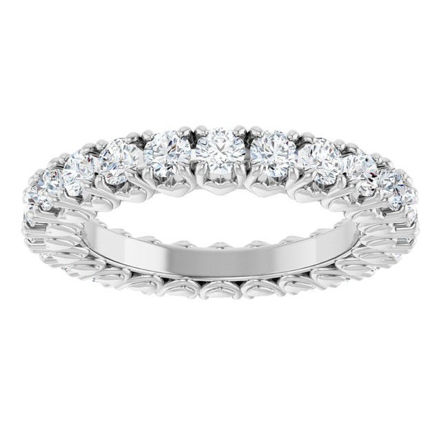 14K Gold Round Lab-Grown Diamond Hidden Heart Eternity Band - 2.5mm Stones - White Gold - view 3