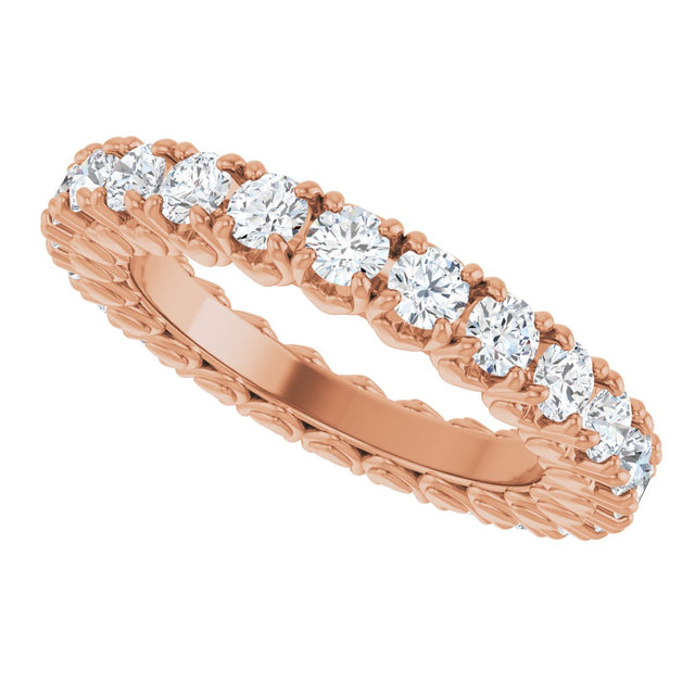 14K Gold Round Lab-Grown Diamond Hidden Heart Eternity Band - 2.5mm Stones - Rose Gold - view 5