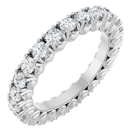 Platinum Round Natural Diamond Hidden Heart Eternity Band - 2.5mm Stones