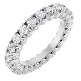 14K Gold Round Natural Diamond Hidden Heart Eternity Band - 2.5mm Stones - White Gold