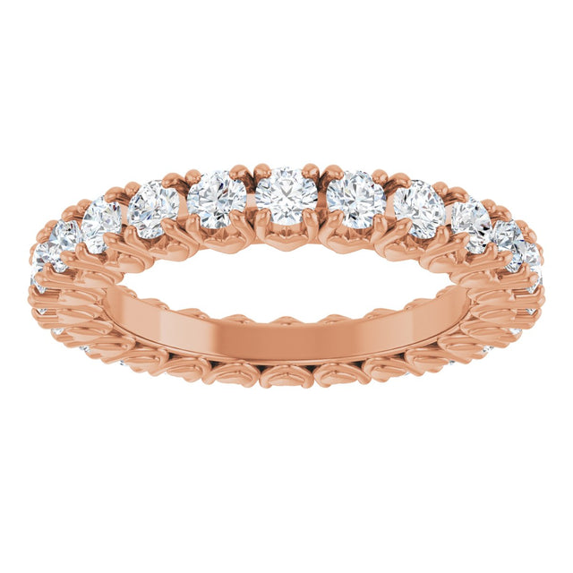 14K Gold Round Lab-Grown Diamond Hidden Heart Eternity Band - 2.5mm Stones - Rose Gold - view 3
