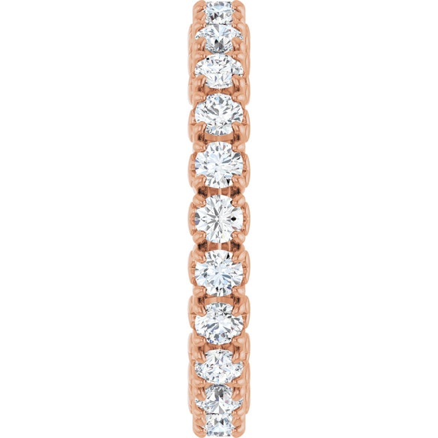 14K Gold Round Lab-Grown Diamond Hidden Heart Eternity Band - 2.5mm Stones - Rose Gold - view 4