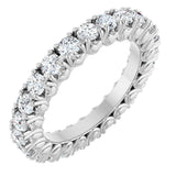 14K Gold Round Natural Diamond Hidden Heart Eternity Band - 2.5mm Stones - White Gold