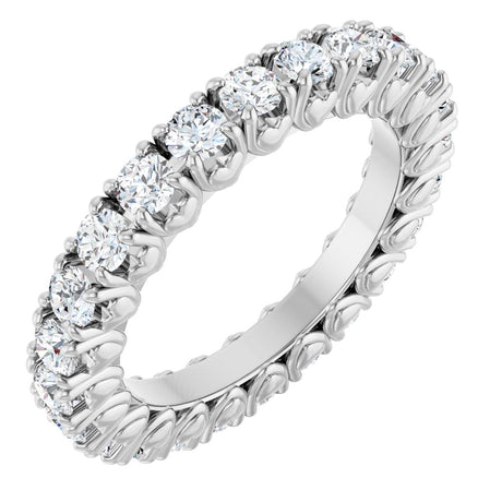 14K Gold Round Lab-Grown Diamond Hidden Heart Eternity Band - 2.5mm Stones - White Gold