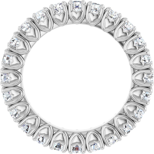 Platinum Round Natural Diamond Hidden Heart Eternity Band - 2.5mm Stones - view 2