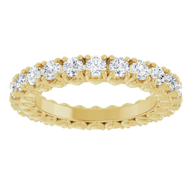 14K Gold Round Lab-Grown Diamond Hidden Heart Eternity Band - 2.5mm Stones - Yellow Gold - view 3