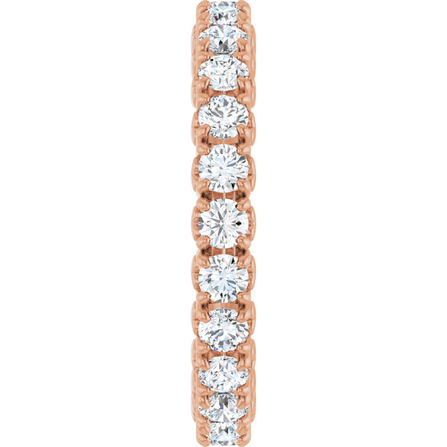 14K Gold Round Lab-Grown Diamond Hidden Heart Eternity Band - 2.5mm Stones - Rose Gold - view 4