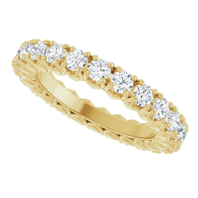 14K Gold Round Lab-Grown Diamond Hidden Heart Eternity Band - 2.5mm Stones - Yellow Gold - view 5