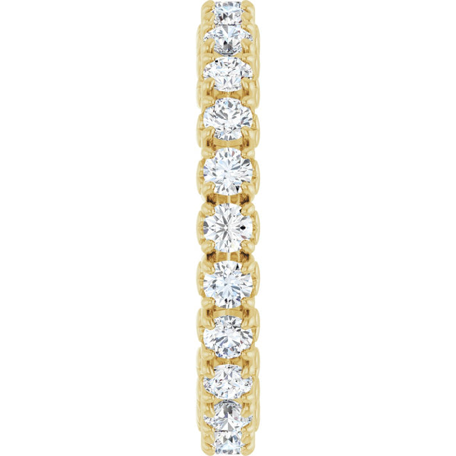 14K Gold Round Lab-Grown Diamond Hidden Heart Eternity Band - 2.5mm Stones - Yellow Gold - view 4