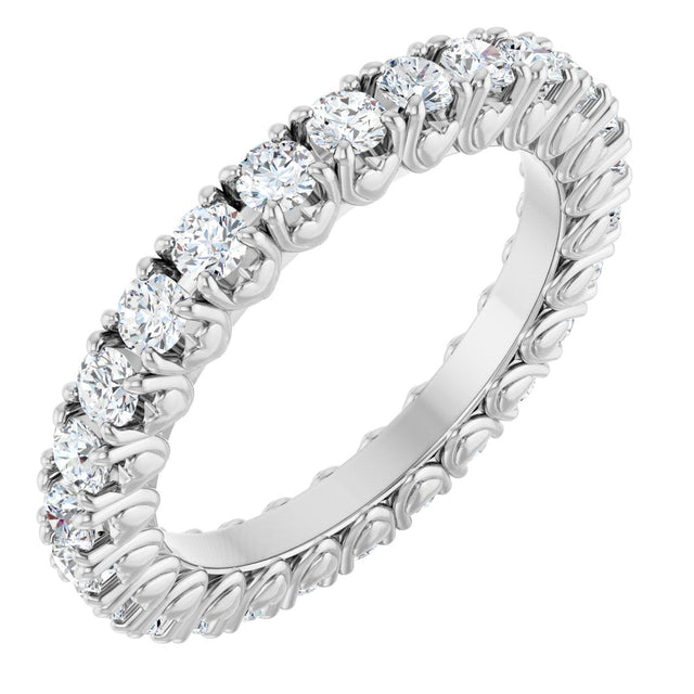 Platinum Round Natural Diamond Hidden Heart Eternity Band - 2.5mm Stones
