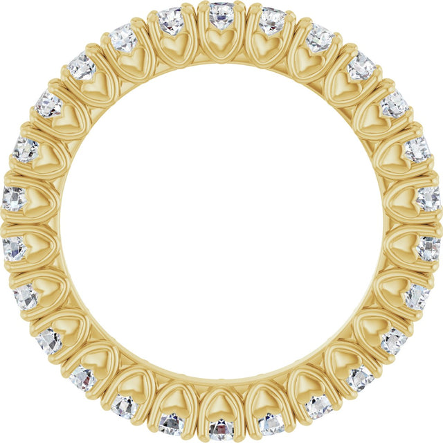 14K Gold Round Lab-Grown Diamond Hidden Heart Eternity Band - 2.5mm Stones - Yellow Gold - view 2