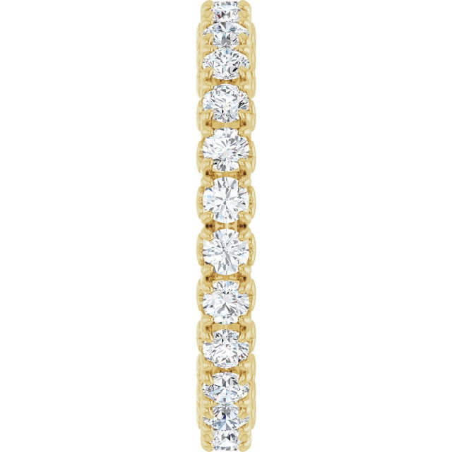 14K Gold Round Lab-Grown Diamond Hidden Heart Eternity Band - 2.5mm Stones - Yellow Gold - view 4