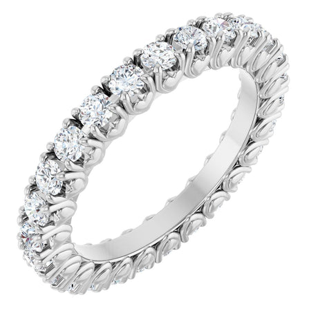 14K Gold Round Lab-Grown Diamond Hidden Heart Eternity Band - 2.5mm Stones - White Gold