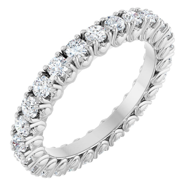 14K Gold Round Natural Diamond Hidden Heart Eternity Band - 2.5mm Stones - White Gold