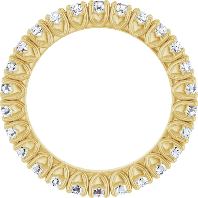 14K Gold Round Lab-Grown Diamond Hidden Heart Eternity Band - 2.5mm Stones - Yellow Gold - view 2