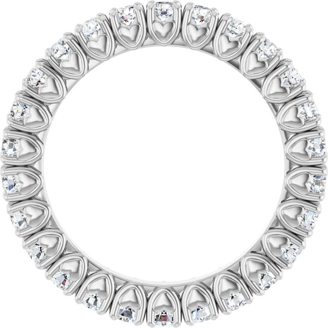 Platinum Round Natural Diamond Hidden Heart Eternity Band - 2.5mm Stones - view 2