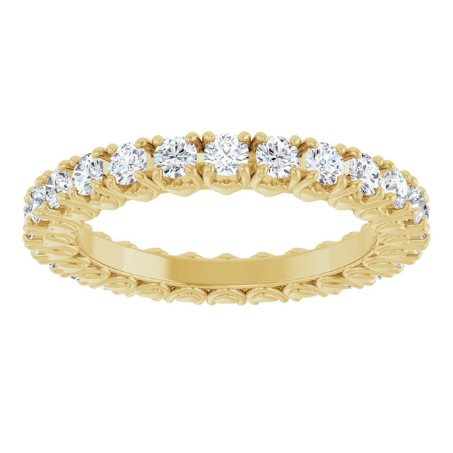 14K Gold Round Lab-Grown Diamond Hidden Heart Eternity Band - 2.5mm Stones - Yellow Gold - view 3