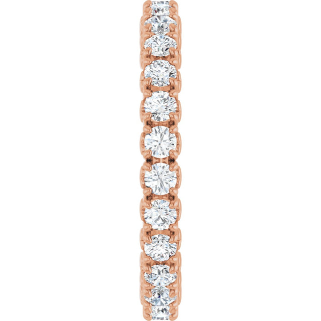 14K Gold Round Lab-Grown Diamond Hidden Heart Eternity Band - 2.5mm Stones - Rose Gold - view 4