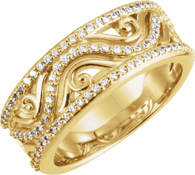 Platinum Round Natural Diamond Sculptural Anniversary Band – 1 mm Stones - view 3