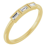 14K Gold Straight Baguette Natural Diamond Bezel-Set Three-Stone Anniversary Band - 1/10-1/6 CTW - Yellow Gold