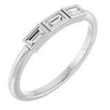 Platinum Straight Baguette Natural Diamond Bezel-Set Three-Stone Anniversary Band - 1/10-1/6 CTW