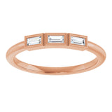 14K Gold Straight Baguette Natural Diamond Bezel-Set Three-Stone Anniversary Band - 1/10-1/6 CTW - Rose Gold - view 3