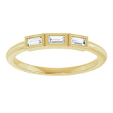 14K Gold Straight Baguette Natural Diamond Bezel-Set Three-Stone Anniversary Band - 1/10-1/6 CTW - Yellow Gold - view 3