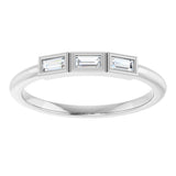 14K Gold Straight Baguette Natural Diamond Bezel-Set Three-Stone Anniversary Band - 1/10-1/6 CTW - White Gold - view 3