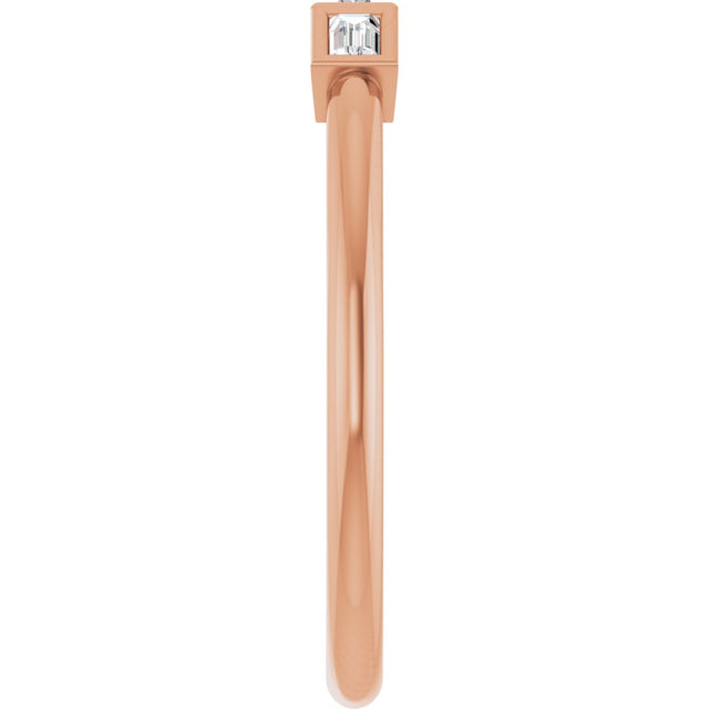 14K Gold Straight Baguette Natural Diamond Bezel-Set Three-Stone Anniversary Band - 1/10-1/6 CTW - Rose Gold - view 4