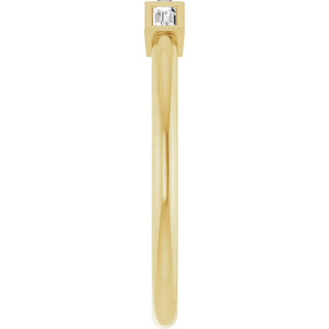 14K Gold Straight Baguette Lab-Grown Diamond Bezel-Set Three-Stone Anniversary Band - 1/10-1/6 CTW - Yellow Gold - view 4