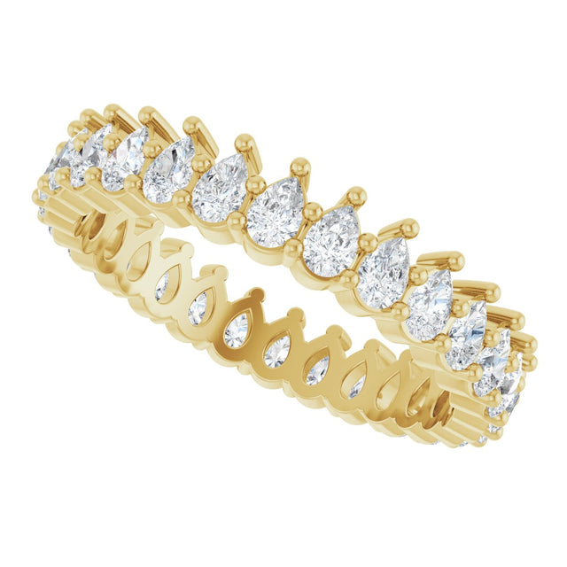 14K Gold Pear Natural Diamond Eternity Band - 3x2mm Stones - Yellow Gold - view 5