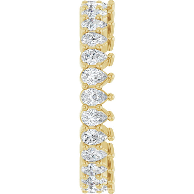 14K Gold Pear Natural Diamond Eternity Band - 3x2mm Stones - Yellow Gold - view 4