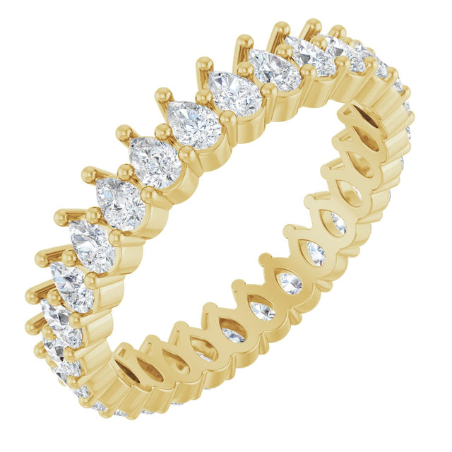 14K Gold Pear Lab-Grown Diamond Eternity Band - 3x2mm Stones - Yellow Gold