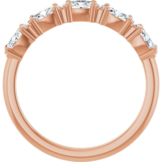 14K Gold Oval Natural Diamond Five-Stone Anniversary Band - 5x3mm Stones - Rose Gold - view 2