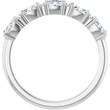 14K Gold Oval Natural Diamond Five-Stone Anniversary Band - 5x3mm Stones - White Gold - view 2