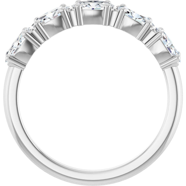 14K Gold Oval Lab-Grown Diamond Five-Stone Anniversary Band - 5x3mm Stones - White Gold - view 2